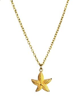 GOLD TONE Starfish Pendant Necklace